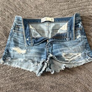 Abercrombie & Fitch Ripped Blue Jean Shorts